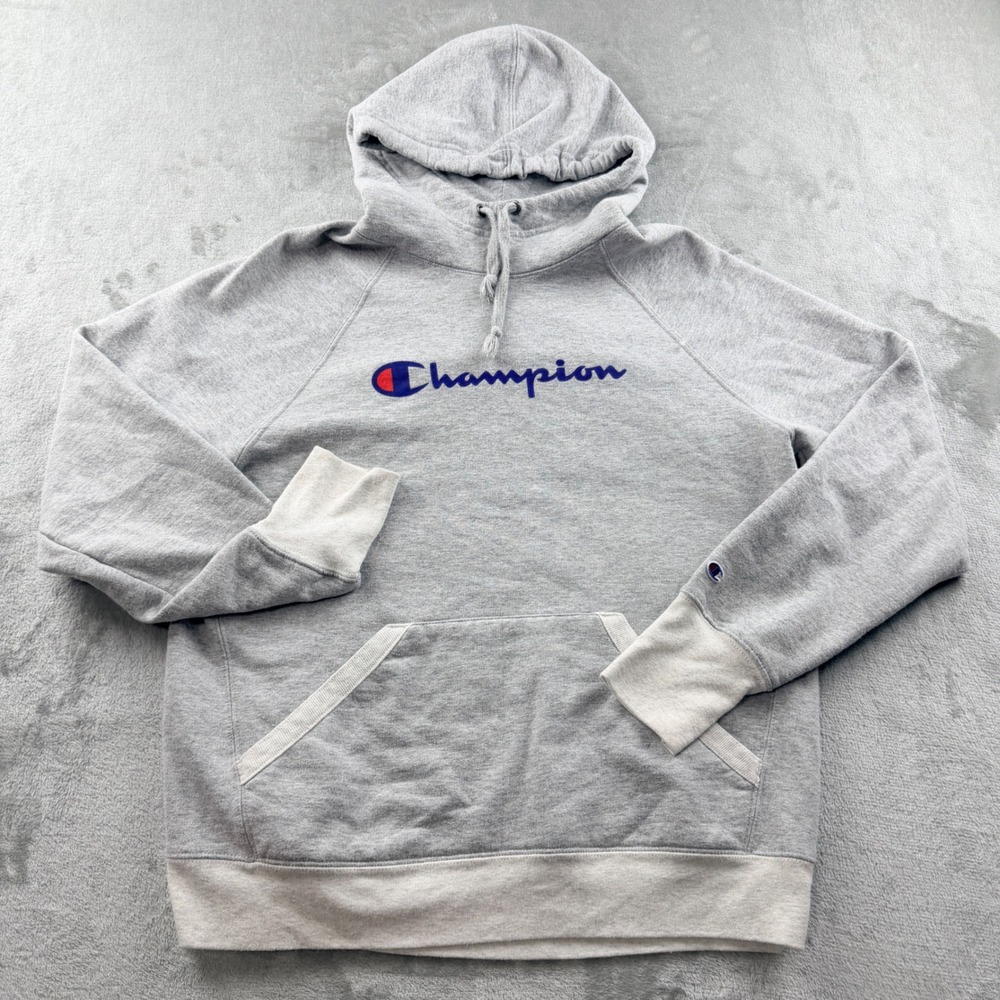 Champion Men's Medium Authentic Athleticwear Script Logo Hoodie Gray